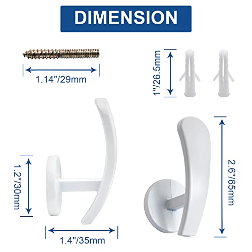 Curtain Tieback Hooks, White, 4 Pack - color: White, size: 4 Pcs