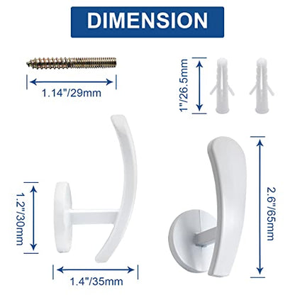 Curtain Tieback Hooks, White, 4 Pack - color: White, size: 4 Pcs