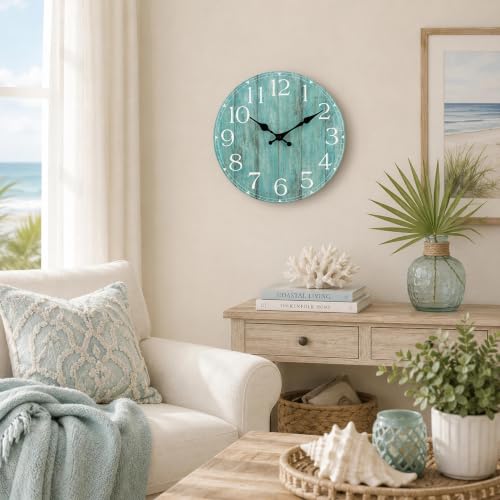 12 Inch Wall Clock, Silent Battery Operated Analog Clock, Teal - color: C-teal, size: 12"