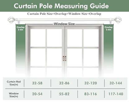 USFOOK White Curtain Rod 32 to 58, Window Treatment Rods with Bracket - color: White, size: 32-58"