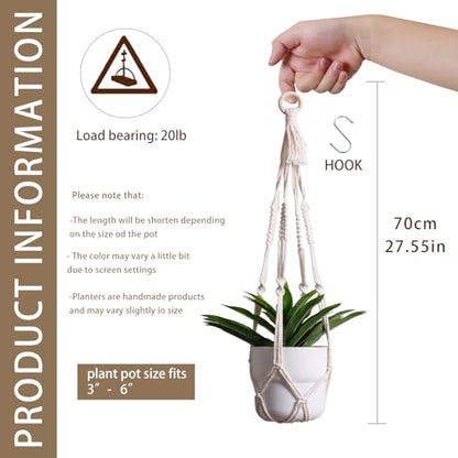 Artilady Macrame Plant Hanger, Hanging Planter for Indoor Plants Holder - color: White F