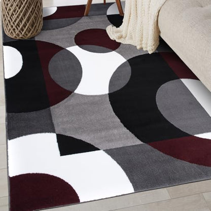 Rugshop Circles Modern Geometric Non-Shedding Area Rug Burgundy 3'3" x 5' - size: 3'3" x 5'3" (Rectangular)