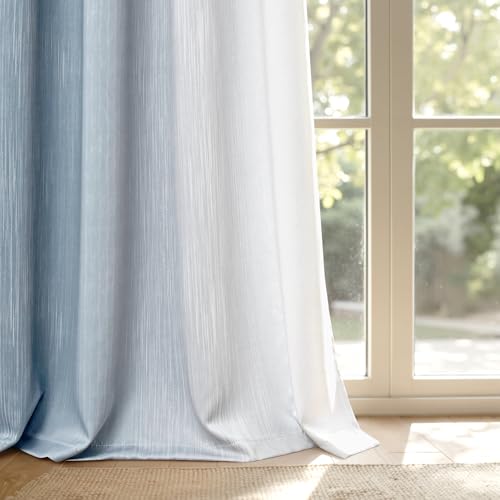 MIULEE Chambray Blue and Greyish White Ombre Blackout Curtains 52Wx90L - color: Chambray Blue and Greyish White, size: 52"W x 90"L (Pack of 2)