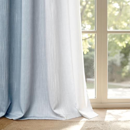 MIULEE Chambray Blue and Greyish White Ombre Blackout Curtains 52Wx63L - color: Chambray Blue and Greyish White, size: 52"W x 63"L (Pack of 2)
