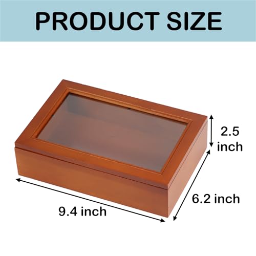 ZEXALOR Wooden Keepsake Box, Vintage Decorative Box Wood Stash Memory Storage Box with Clear Window for Letter Card Trinket Jewelry Gift Toy Money Stationery Organizer (Old, Medium) - size: Medium