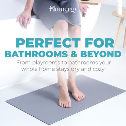Homergy Bath Mat for Bathroom Non Slip, Quick Dry, 16x24 in, Grey - color: Gray, size: 16" x 24"