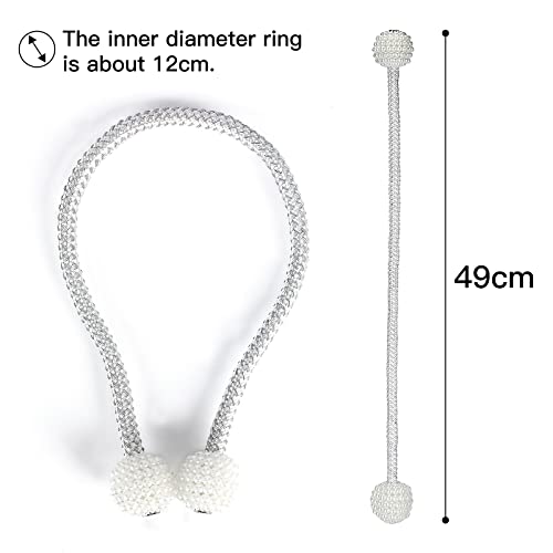8 Pack Magnetic Curtain Tiebacks with Pearls,Modern Curtain Holdbacks Strap - color: Gray
