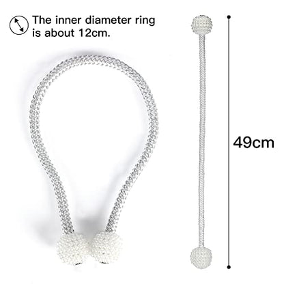 8 Pack Magnetic Curtain Tiebacks with Pearls,Modern Curtain Holdbacks Strap - color: Gray