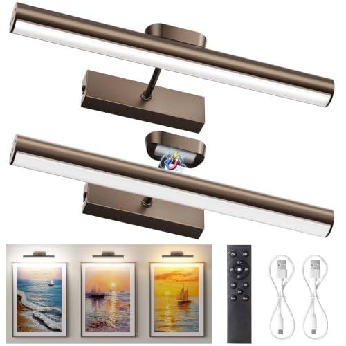 Picture Light for Wall, 4000mAh,13.8 Inch, 2 Pack, Brown - color: Brown