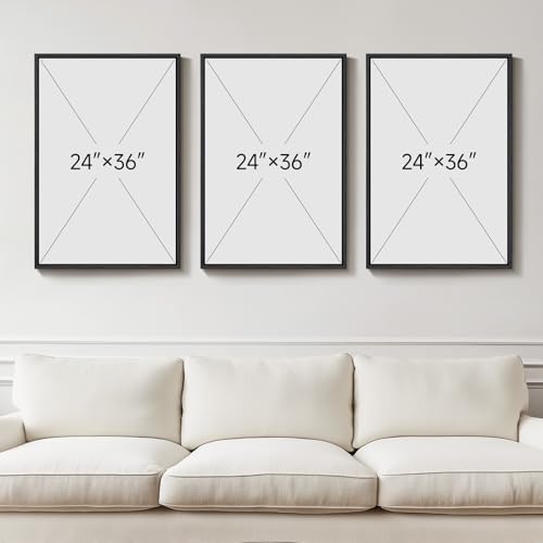 Large Framed Modern Abstract Wall Art for Living Room, 3 Piece 24x36 In - color: Grey Melody, size: 24" W x 36" H x 3 pieces
