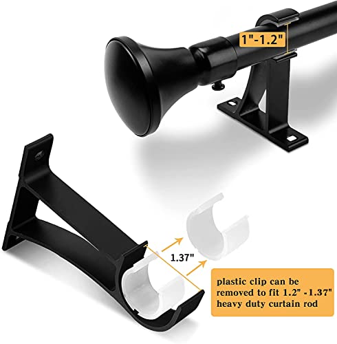 Heavy Duty Black Curtain Rod Holders - 1-inch Curtain Rod Brackets, 2 Pack - color: Black, size: Set of 2