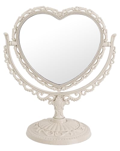 XPXKJ 7 Inch Vintage Heart Mirror - color: Beige