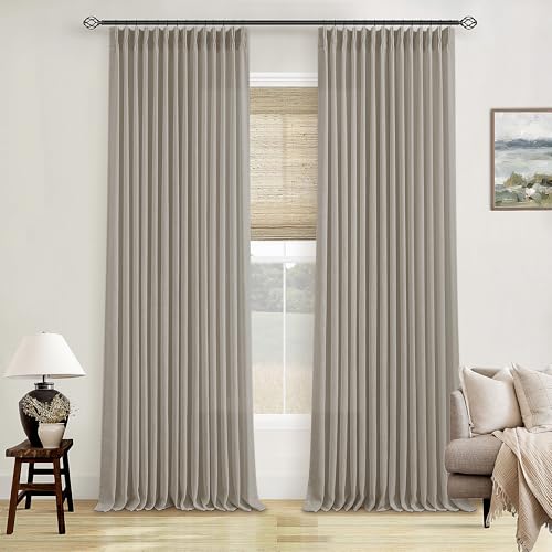 TWODRAPES Burlywood Birch Pinch Pleated Linen 90 Inch Curtains 2 Panels - color: Burlywood Birch, size: 40"W x 90"L (Pack of 2)