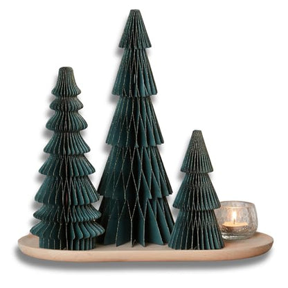 Set of 3 Honeycomb Paper Pine Forest Trees (Medium Set 3 Pine) - color: Medium Set 3 Pine