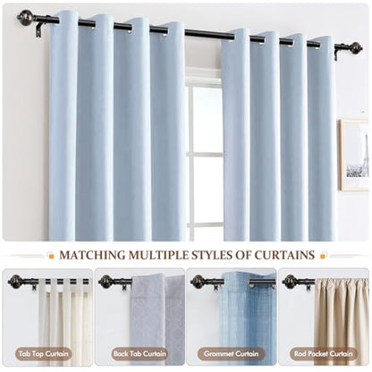 KAMANINA 1 Inch Curtain Rods for Windows 72 to 144 Inch, Black Drapery Rods - color: Black, size: 72-144"