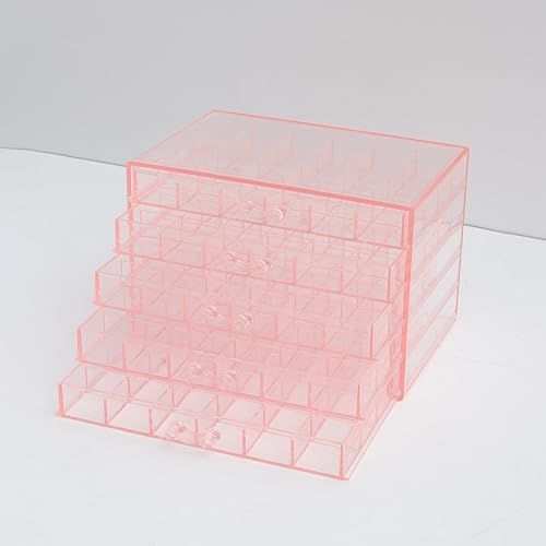 YUFONG Earring Storage Box Organizer 5 Drawers with 120 Small Compartments - color: Clear Pink