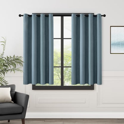 ChrisDowa Stone Blue Blackout Curtains 45 Inches Long 2 Panels for Bedroom - color: Stone Blue, size: 52"W x 45"L (Pack of 2)