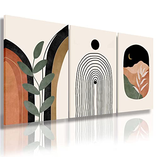 Boho Wall Art Prints Set of 3, Neutral Abstract Geometric Canvas Artwork for Bedroom, Bathroom, Living Room, Office (12x16 Inch x 3 Pieces) - color: Boho Prints-2, size: 12x16inchx3pcs
