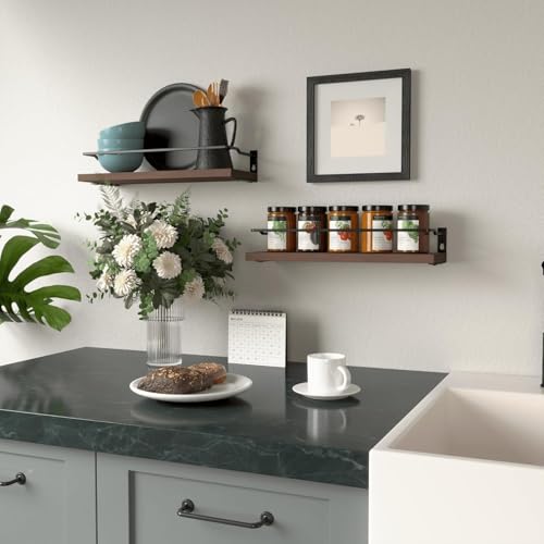 RICHER HOUSE Floating Shelves Bathroom, Small Wall Shelf Over Toilet 2 Set - color: Brown