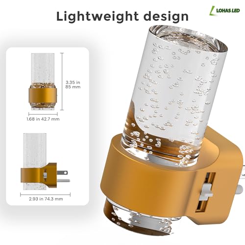 L LOHAS LED Night Lights Plug into Wall, 2 Pack Mini Dimmable Night Light - color: Gold Ring-3CCT-Mini, size: 2 Pack