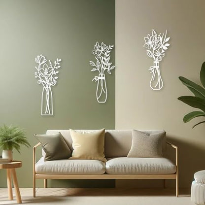 Zzbakress 3 Pieces Metal Flowers Wall Art for Bathroom White - color: White