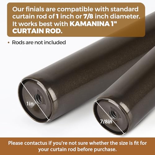 KAMANINA Square Finials for Curtain Rods 1 and 7/8 Inch, Set of 2, Bornze - color: Antique Bronze