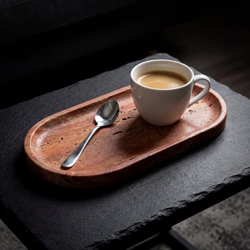YKAJO Rosso Levanto Red Oval Marble Tray, 11.8x5.9 Perfume Organizer Dish - color: Rosso Levanto Red, size: 11.8" x 5.9" x 0.6"