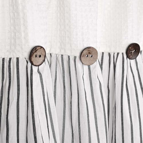 DOSLY IDÉES Spa Waffle and Black Striped Curtains, 26" W x 24" L - color: Beige & Black Striped, size: 26"W x 24"L (Pack of 2)