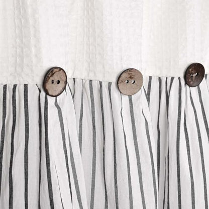 DOSLY IDÉES Spa Waffle and Black Striped Curtains, 26" W x 24" L - color: Beige & Black Striped, size: 26"W x 24"L (Pack of 2)