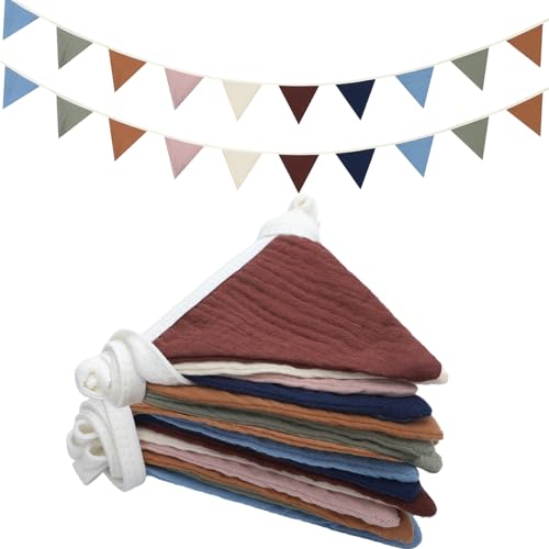 Oudain 2 Pcs Pennant Banner Flags Nursery Garland Triangle, Neutral Color - color: Neutral Color