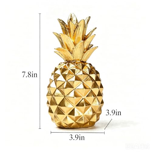 BRABUD Resin Pineapple Statue, Gold Modern Luxury Tabletop Decor, 7.8in (H) - color: Gold