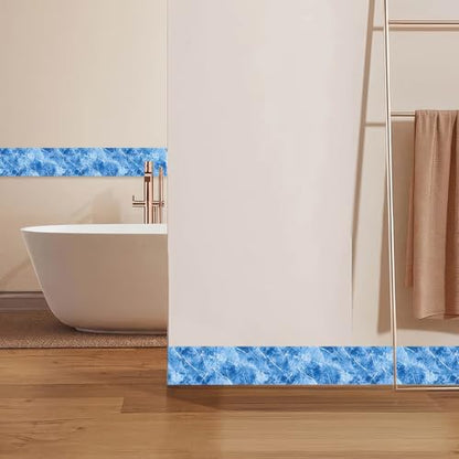 HOMETITUTE Peel and Stick Wallpaper Border 4x196in Blue Crystal Pattern - color: Blue crystal texture