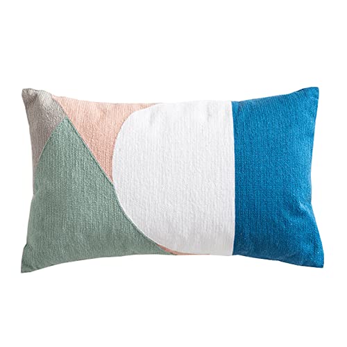 Boho Abstract Tufted Throw Pillow Cover Geometric Embroidered Decorative Pillowcase Farmhouse Cotton Lumbar Accent Cushion Cover for Sofa Couch Bedroom (Type K,12"x20") - color: Type K, size: 20" x 12" (Pack of 1)