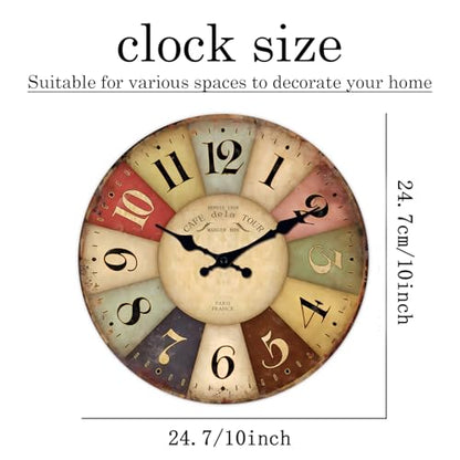 Farmhouse Wooden Wall Clocks Battery Operated 10 Inch - color: Colorful1, size: 10 Inch