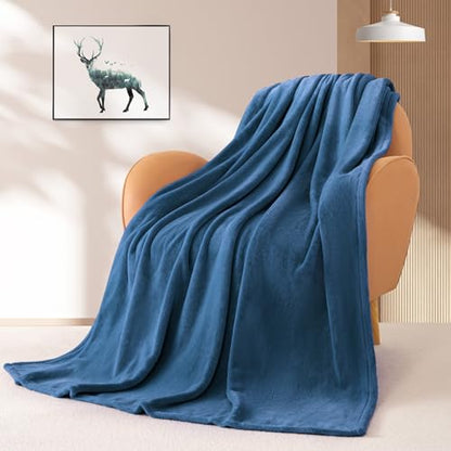 BEAUTEX Fleece Throw Blanket for Couch Sofa Bed Soft Fuzzy Plush - color: Dusty Blue, size: Throw