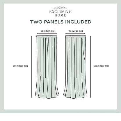 Exclusive Home Curtains - EH8036-05 2-108R Darma Sheer Linen Rod Pocket Curtain Panel Pair, 50x108, Indigo, 2 Piece - color: Indigo, size: 50"W x 108"L (Pack of 2)