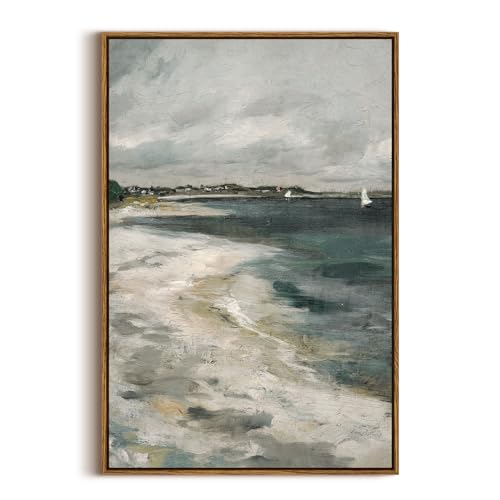 InSimSea Framed Canvas Prints Art Vintage Decor, Storm Clouds Vintage Coastal Wall Decor, Large Prints, Traditional Scenic Pictures for Bathroom Bedroom Farmhouse Office Decoration, 20"x30" - color: Storm Clouds, size: 30"L x 20"W