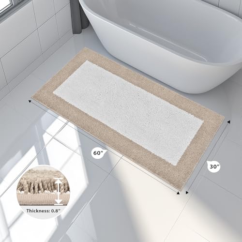 anllugs Bathroom Rugs, 30" x 60" Soft Bath Rugs, Beige & White - color: Beige & White, size: 30" X 60"