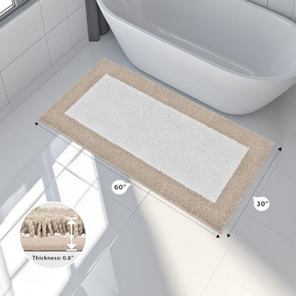 anllugs Bathroom Rugs, 30" x 60" Soft Bath Rugs, Beige & White - color: Beige & White, size: 30" X 60"