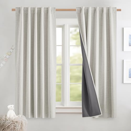 NICETOWN 100% Blackout Curtains 63 inches Long 2 Panels, Alabaster Gray - color: Alabaster Gray, size: 42"W x 63"L (Pack of 2)