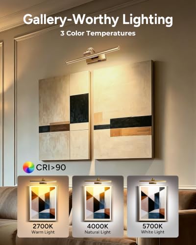15.6" Battery Operated Picture Light for Wall Art, Brass Finish - size: 15.6 Inch