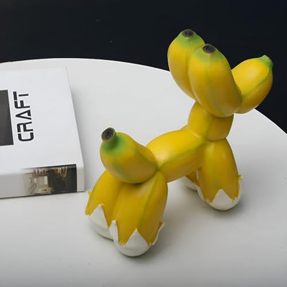 Creative Banana Balloon Dog Resin, Home Decor Statue, Standing Puppy Sculpture, Modern Animal Art Crafts, Creative Collectible Figurine, Tabletop Ornament, Gift for Dog Lover
