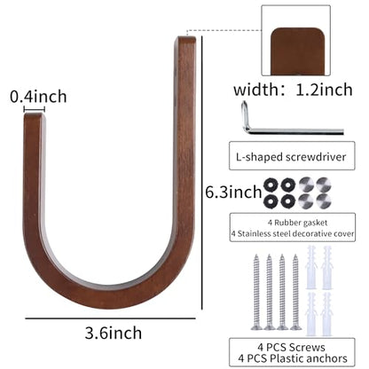 2 Pack Curtain Tiebacks & Holdbacks Wood Curtain Holder, Coffee - color: Coffee