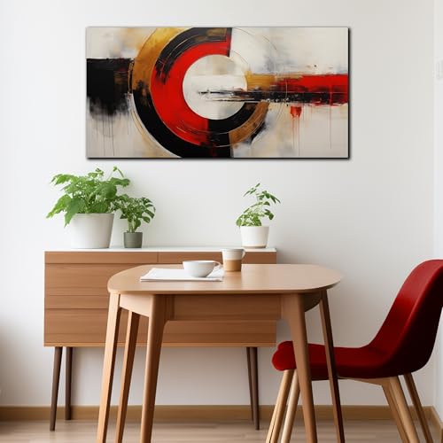 AUUZAIUA Abstract Canvas Wall Art Black and Red Geometry Prints 20x40 In - color: red, size: 20"L x 40"W