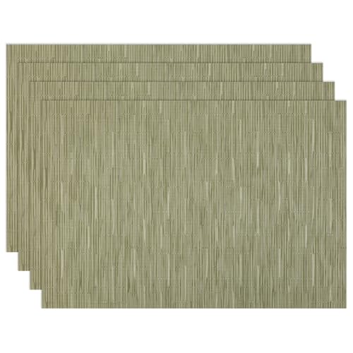 Winknowl Placemats Set of 4, Heat Resistant Stain Resistant Woven Vinyl Insulation Place mats, Durable Washable Elegant Table Mats for Kitchen Dining Table Decor (Bamboo Green) - color: Bamboo Green, size: Set of 4