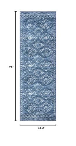 KILOCOCO Washable Runner Rug 2.6x8 ft Runners for Hallway, Stonewashed Blue - color: Stonewashed Blue, size: 2'7" x 8' (Runner)