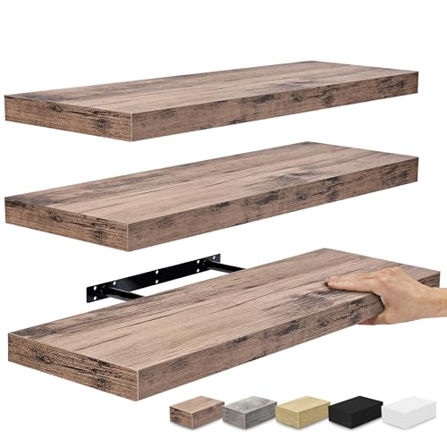 Sorbus Floating Shelves for Wall, Wood Wall Storage (3 Pack, Mahogany) - color: Mahogany, size: 3 Pack