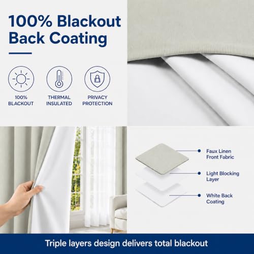 Layered Window Treatments Curtains for Bedroom, Living Room, 4 Panel Set - color: Beige, size: 37"W x 84"L (Pack of 4)