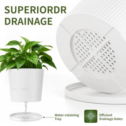 2 Plant Pots Indoor,4.8''+5.5'' Small Flower Pots with Saucers & Drainage - color: White, size: 4.8''+5.5''