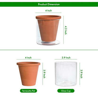 D'vine Dev Self Watering Terracotta Planter Pot, 4 in, 37-X-A-1 - color: Terracotta, size: 4 Inch